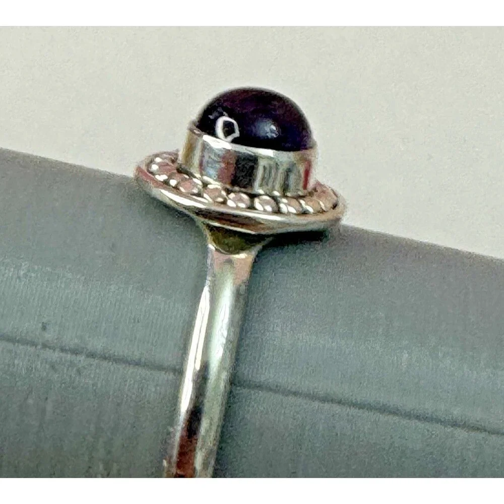 New 925 Amethyst Ring Size 8.5 – Purple Cabochon Halo